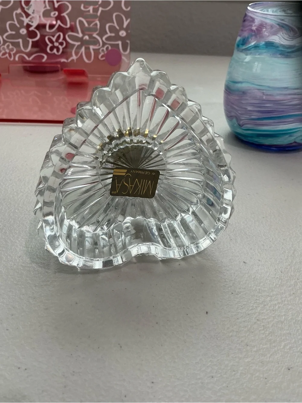 Mikasa Clear Crystal Table Clock with Gold-Tone Bezel